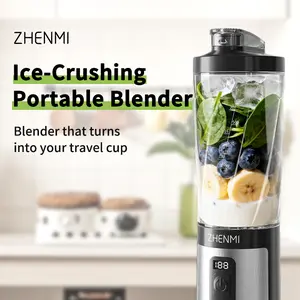 ZHENMI Personal Portable Blender with Digital Auto-Countdown Display, 20oz Leakproof Travel Cup with Guarded 6-Blade for Ice Crushing, USB-C Rechargeable, BPA-Free, Dishwasher Safe, For Shakes, Smoothies & Ice, Blend & Go Anywhere
