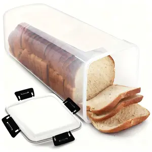 Clear Sealed Bread Box with Lid, Airtight Lid - Spacious Rectangular Food Storage Container with Inner Compartment, Eco-Friendly Reusable Design for Freshness, Essential Kitchen Organizer, Kitchen Plastic Containers