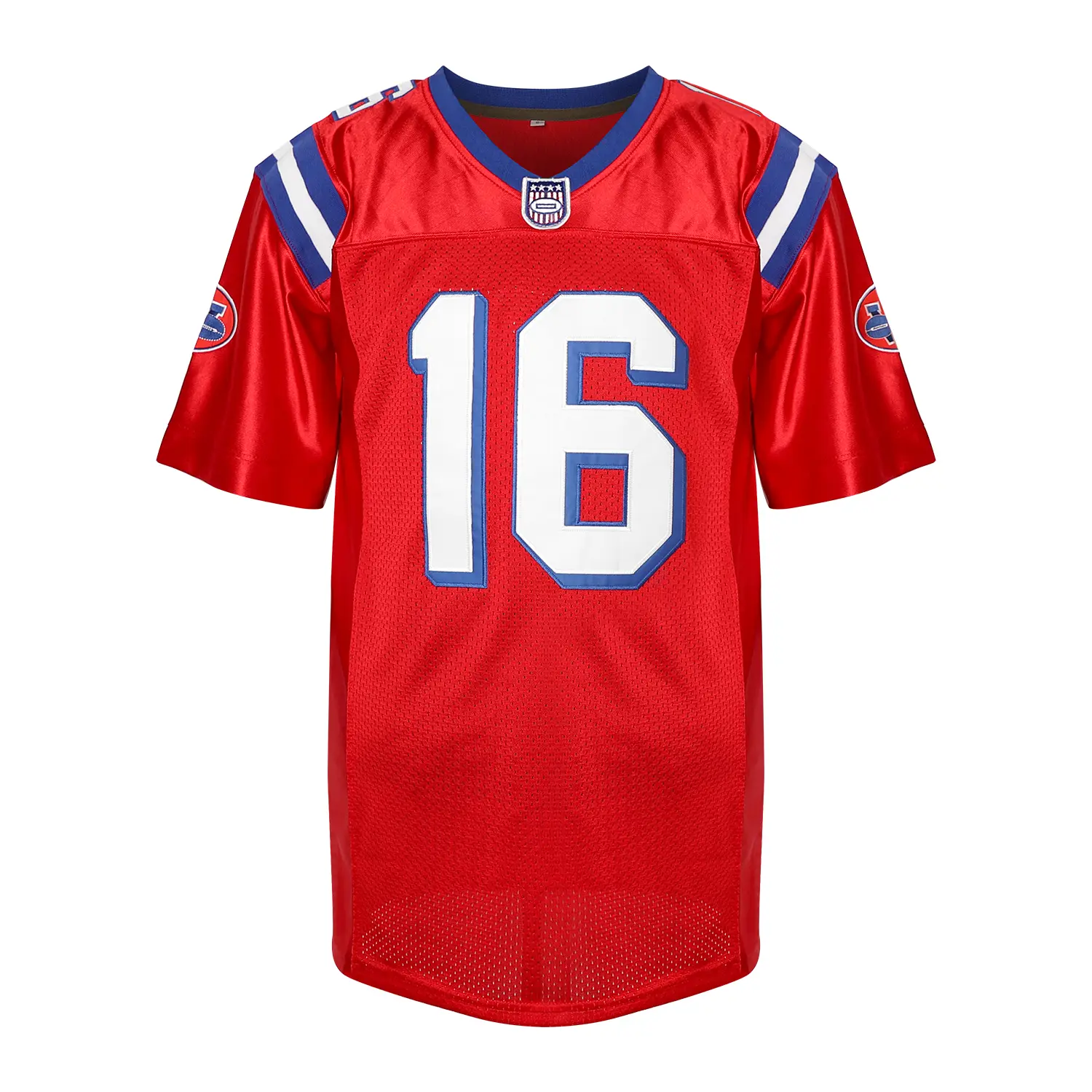 Men's Red Football Jersey #16 Short Sleeve Compression Shirt Slightly Stretch for Training  ,Sports Top Breathable Mesh Fabric Quick-Dry,summerwins