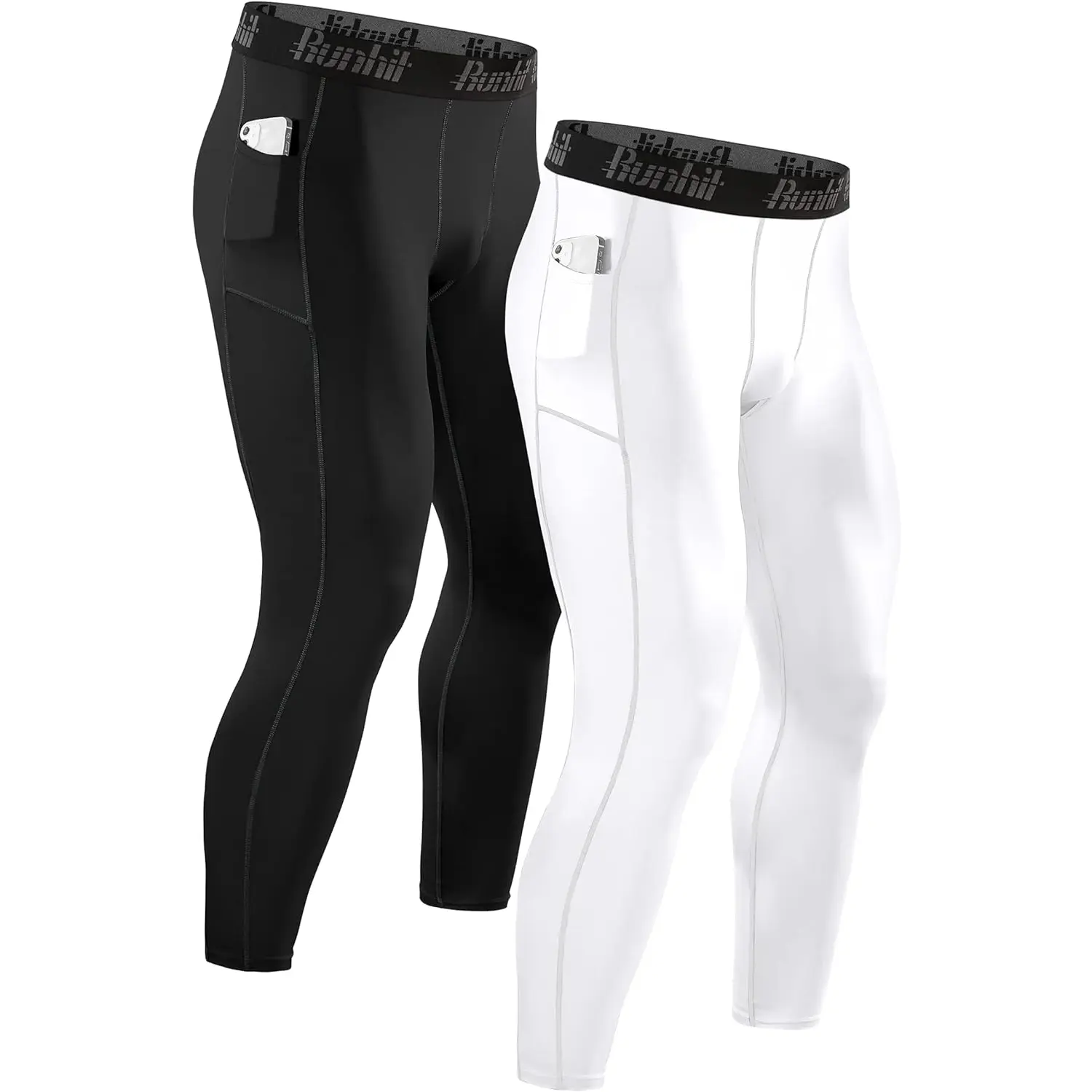 Runhit Men's Compression Running Tights - Athletic Leggings for Workout and Gym Activities