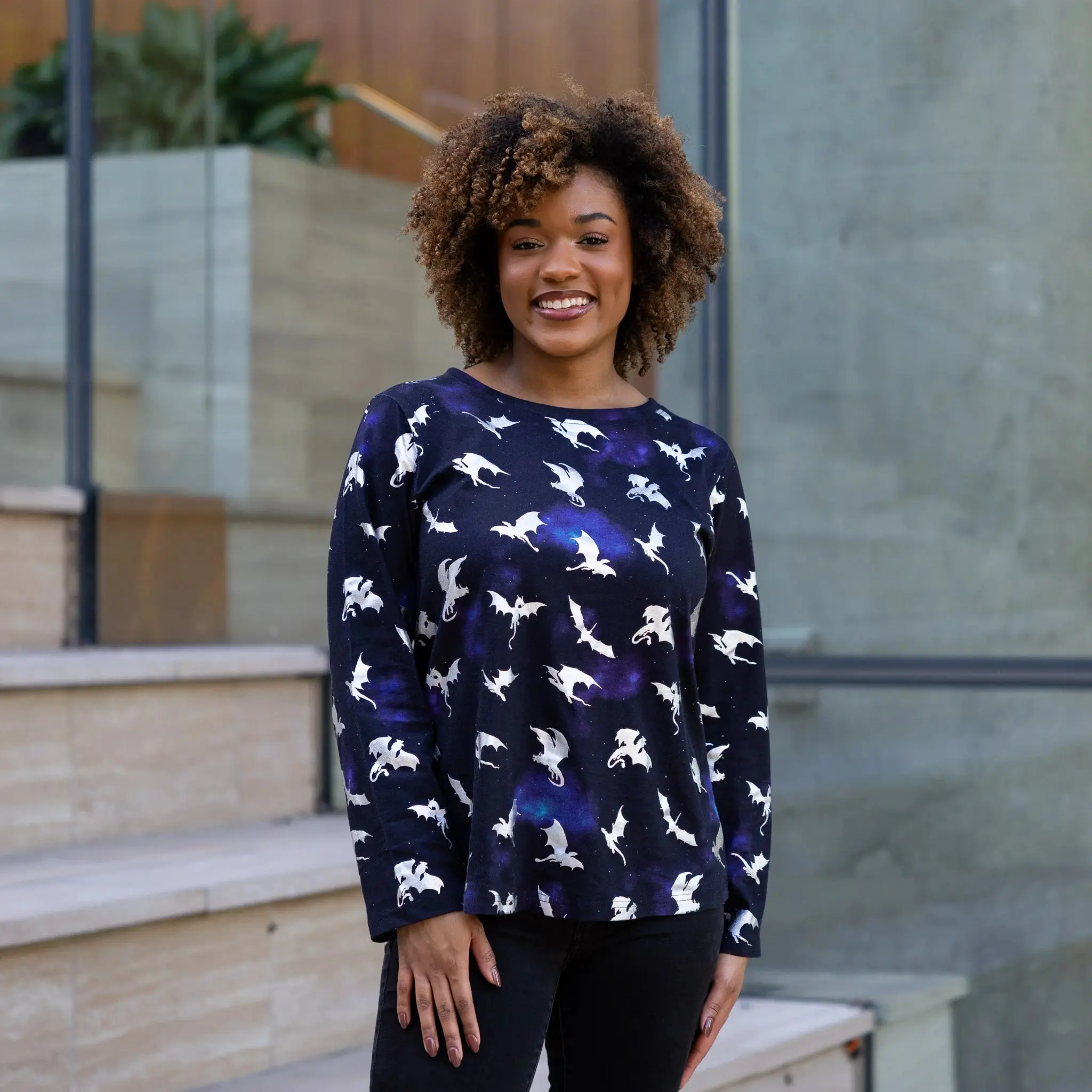 Dragons in Space Long Sleeve Tunic Top