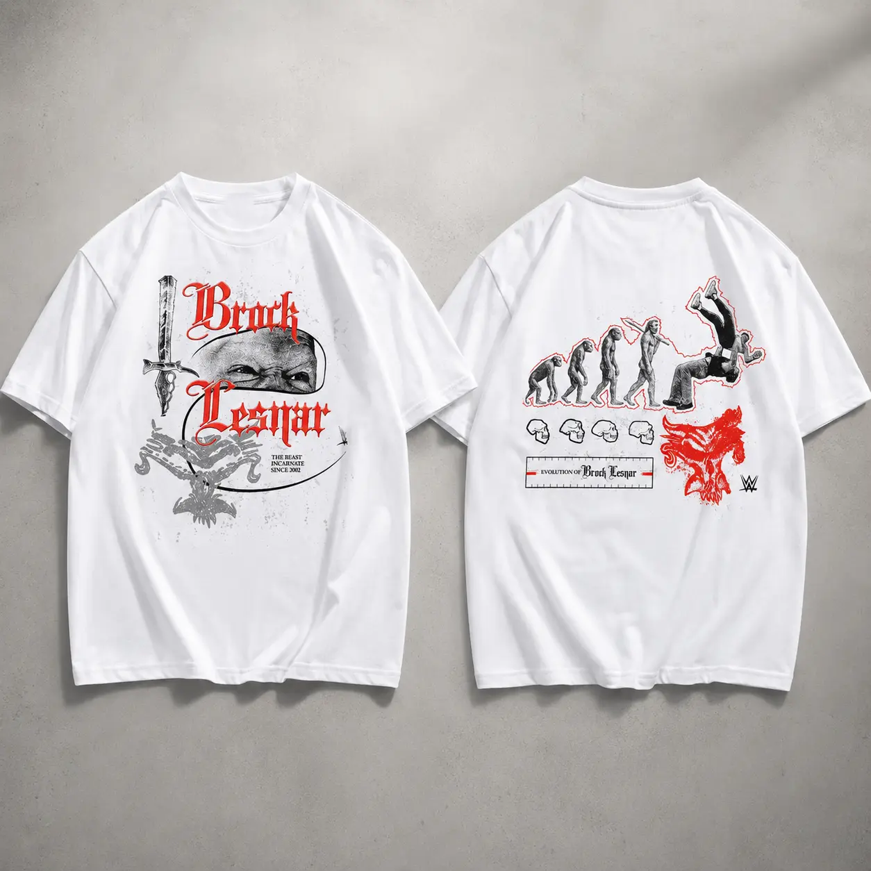 Brock Lesnar Premium White T-Shirt, Beast Incarnate Wrestling Graphic, Powerhouse Fanwear, Arena Style Collectible Menswear Tops