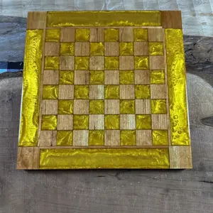 Golden Cherry Wood Chess Board (INCLUDES PIECES)
