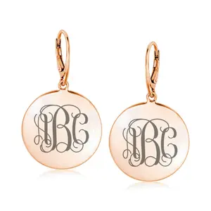 Sterling Silver Monogram Disc Dangle Earrings