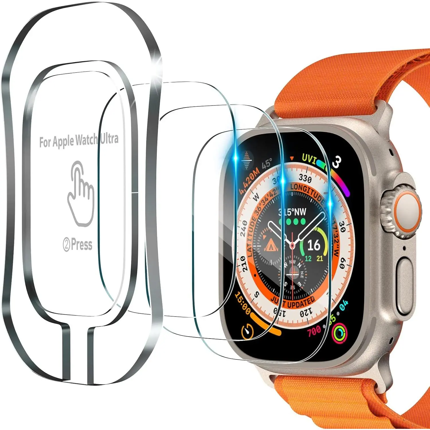 3 Pack Screen Protector Compatible with  Watch Ultra 3/2/1 49mm, Screen Protector with Easy Installation Kit for iWatch Ultra 49mm, Full Coverage