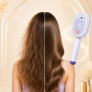 Electric Spray Air Cushion Massage Comb, Self-Cleaning Anti-Tangle Hair Brush with Essential Oil Mist, Anti-Static Volumizing Scalp Massage Comb for Dry Frizzy Hair