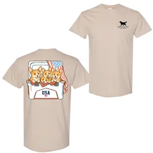American Boy - Corgi T-shirt, 2-sided Graphic Tees, Cute Dog Shirt for Men and Women, Menswear Streetwear, Casual Summer Top