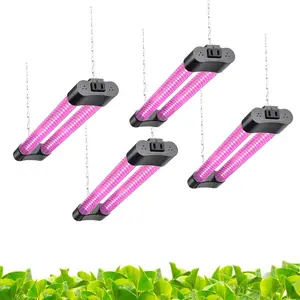 16inch 4 Pack LED Grow Lights - Linkable Grow Lights for Indoor , Full   Lights Plug and  Design with /Off   Grow Light from seedling to Flowering, Black