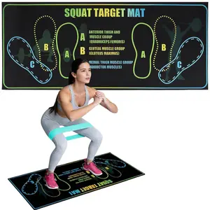 Non-Slip Squat Mat with Foot Position, Thick Cushion Pad for Safe Leg & Core Workout