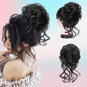 ZIHAN Messy Bun Hair Piece with Claw Clip 10in Tousled Updo Extension Curly Chignon Ponytail for Women Secure Comfortable Versatile Styling Wavy Hair Accessory