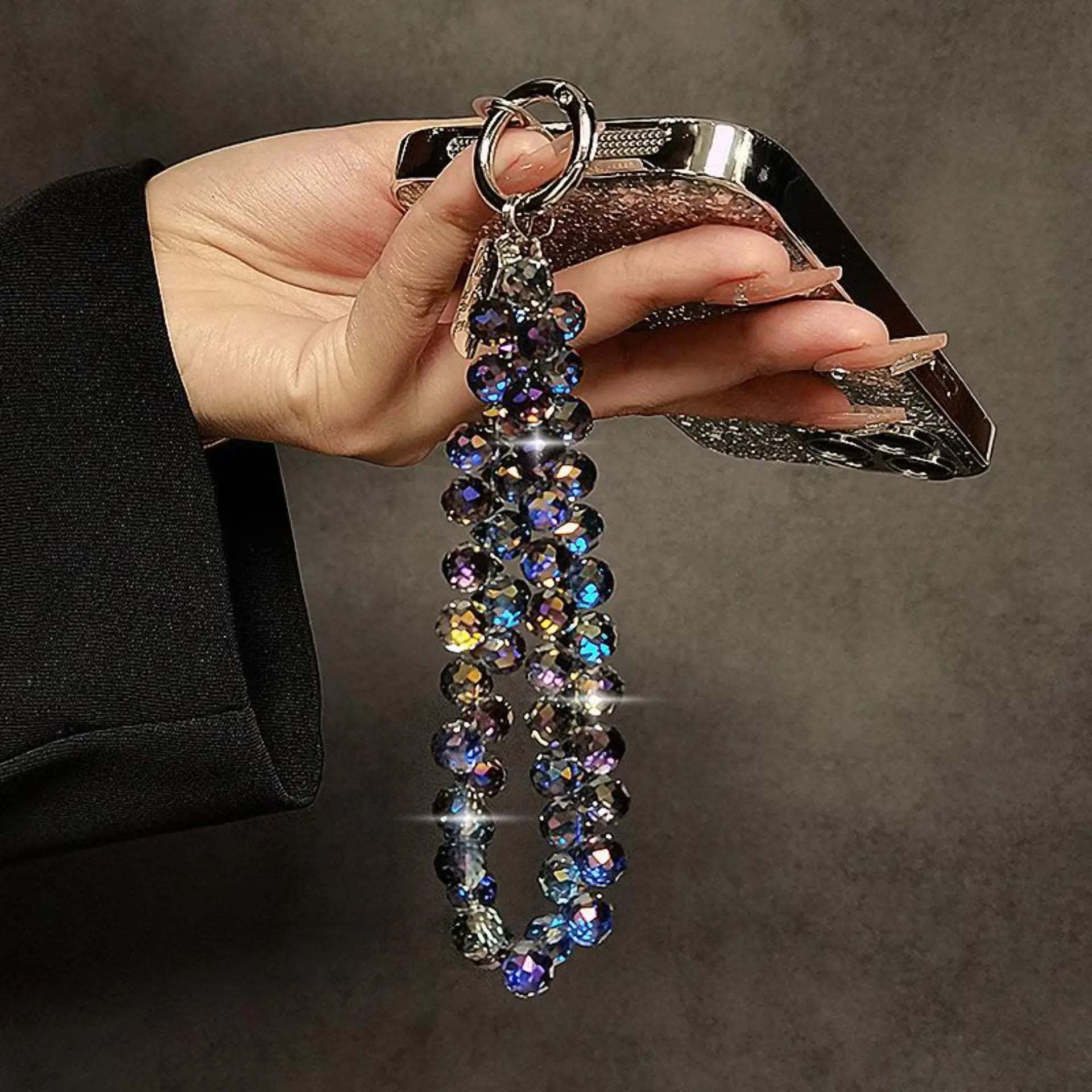 Women's Sparkling Beaded Wearable Mobile Phone Lanyard - Bracelet-Design Wrist Strap, Bead Detail Keychains, Secure Fit Fashion Accessory, Valentine's Day Gift, Accessories, Phone Accessories