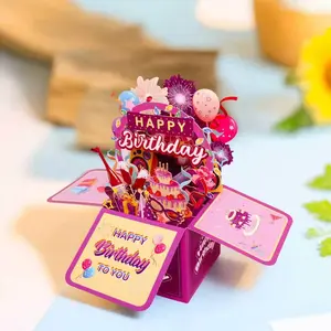 1pc Pop-Up Birthday Greeting Card with Envelope – Vibrant Party Design Featuring Cakes, Balloons & Confetti – Perfect for Students, Daught,3D Gift Box Collection, Birthday , Multi-Types 30 Designs, Perfect Gifts