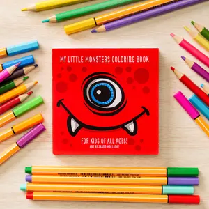 My Little Monsters Coloring Book #1 - 4"x4" Pocket-Sized Children's Book, 50 Unique Monsters, Markers Approved, Heavyweight Paper Stock, Childrens Book