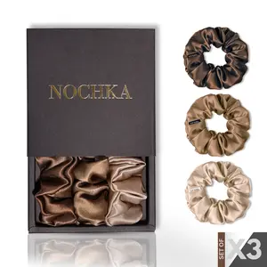 Brunette Shades of 3 Skinny Mulberry Silk Scrunchies | 100% Silk