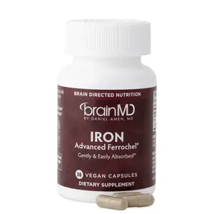 BrainMD - Iron - The Secret Controller of Your Emotions - Enhances energy levels without caffeine - 30 vegan capsules