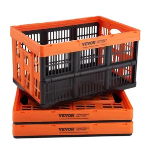 VEVOR Plastic Collapsible Storage Basket, TikTokShopBlackFriday, 45L 3 Packs, Folding Stackable Storage Containers/Bins with Handles, Large Heavy Duty Containers for Clothes, Toys, Books, Snack, Shoes and Grocery Organizing Box Organiser