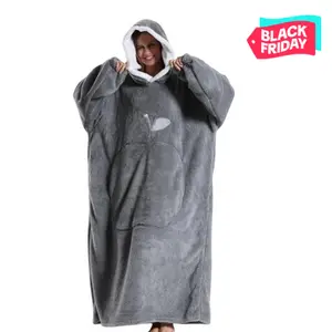 Cozy Winter Wearable Blanket - Oversized Sherpa Hoodie with Giant Pocket, Ultra Soft Fleece for Indoor Lounging & Outdoor Camping ,Perfect Christmas Gift for Adults,Heavyweight