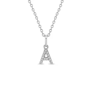 Cubic Zirconia Letter Kids / Teen Pendant/Necklace - Sterling Silver