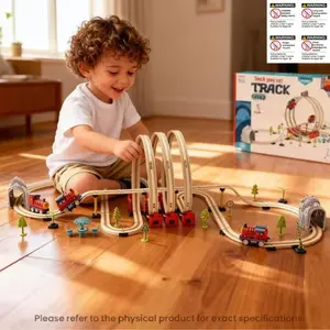 101pcs Electric Train Track Luxury Set, Urban Building Style, Assembly Electric Track Toy, Kids Educational Puzzle Playset, 3+ Years, Unisex