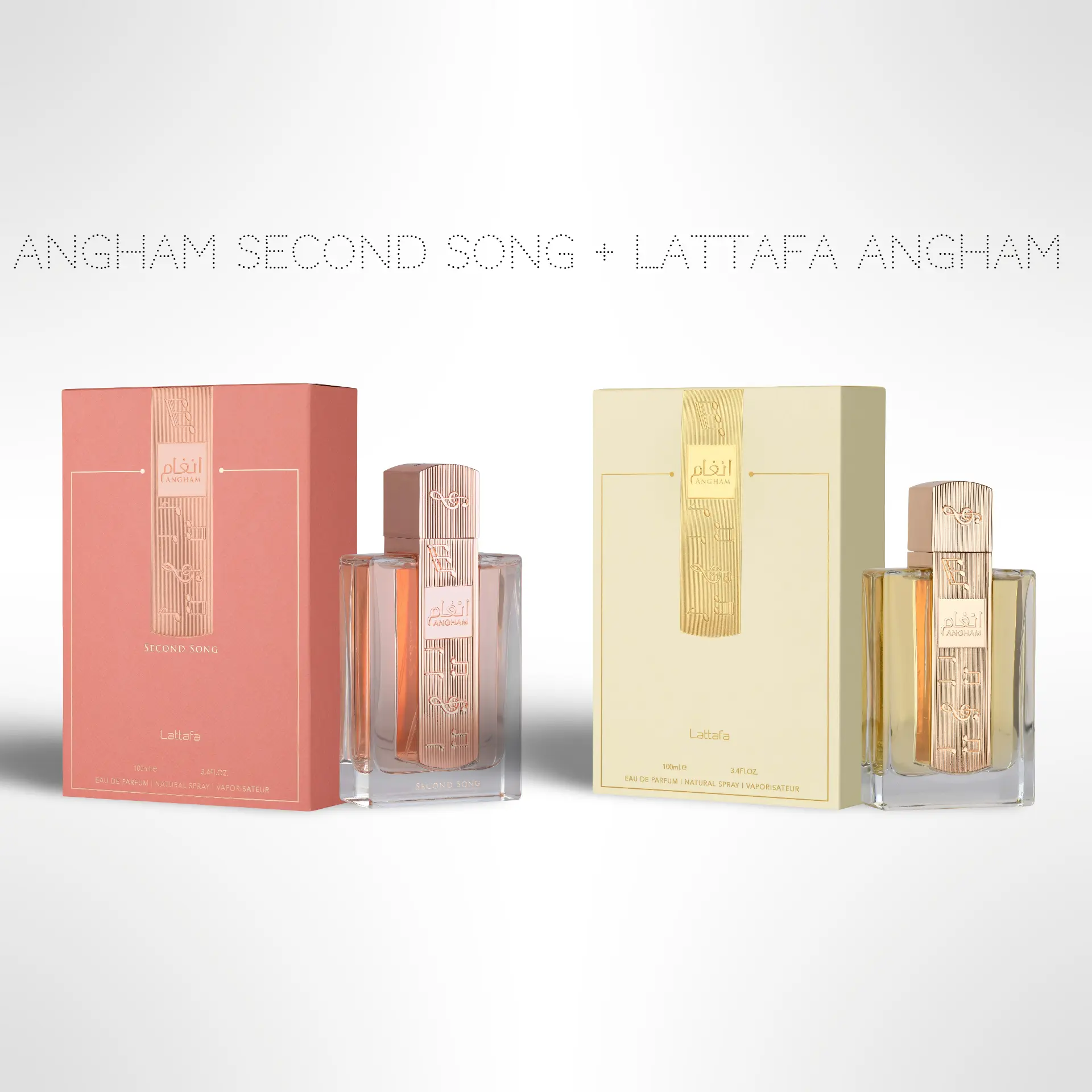 Angham Second Song 100ml + Lattafa Angham 100ml – Eau de Parfum Set for Women, Floral Oriental Fragrance, Elegant Fragrance