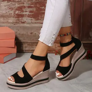 Women's Fashionable High Heels, Zippered Formal Shoes Footwear Girl Heeled Classy Elegant Stylish Wedge Black Decor Pedal
