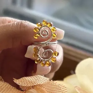 Silver Wire Handmade Swirl Ring, Unique Design with Decorative Elements