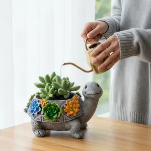 Resin Sea Turtle Decorative Pot – Cute Turtle-Shaped Resin Flower Pot for Succulents, Indoor/Outdoor Home Decor, Desk Accessory, Unique Gift for Plant Lovers