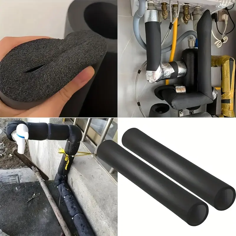 Pipe Insulation Foam Tube Set, Tube Hose Kit, 2 Pieces, 70.87 Inch Flexible Foam Cover, Winter Frost Protection, Outdoor Water Pipe Insulation