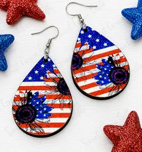 Red White and Blue Sunflower Earrings