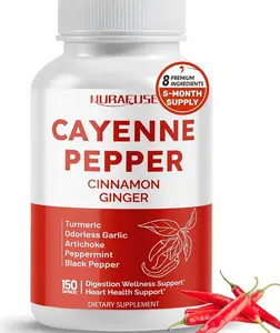 Cayenne Pepper 8-in-1 Formula - with Cinnamon, Ginger Turmeric, Odorless Garlic, Artichoke Non-GMO, Gluten-Free, Soy-Free