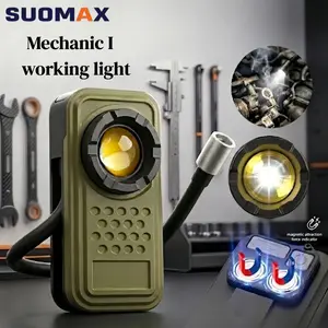 SUOMAX Mechanic Work Light，Rechargeable LED 600LM Flashlight, Under Hood Mechanic Light for Car Repair, Pocket Work Light Gooseneck Lamp,Dual Head Lamp, Magnetic Clip Aluminum Alloy Spotlight,for Repair Outdoor Camping Emergency