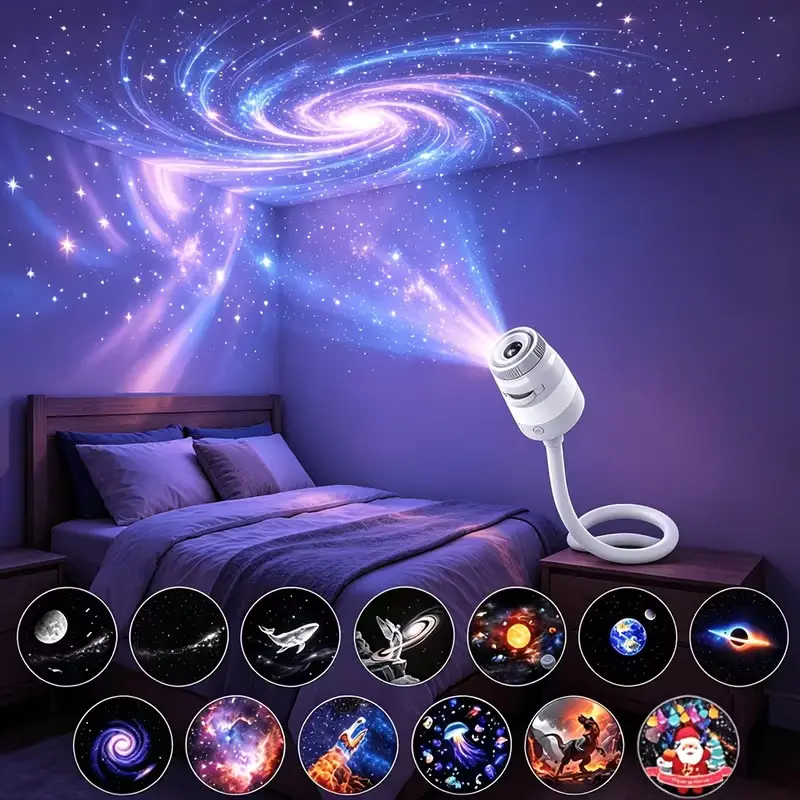 Starry Sky Projector Lamp – USB Rechargeable Night Light, Dual-Mode, 360° Adjustable Projection, Soft Eye Protection, Ambient Sleep Light for Kids & Adults, Home Bedroom Decor