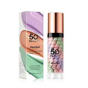 3-in-1 Color Correcting Facial Serum, Moisturizing Primer, , SPF 50 PA+++, Brightening Primer for Even Skin Tone, Oil Control & Refreshing, Purple, Pink & Green Tones