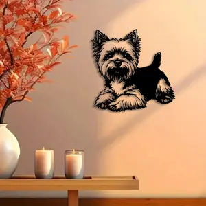 1pc Yorkie Metal Wall Art, Yorkie Statue Mural, Perfect for Living Room Wall, Christmas Decor, Ideal Gift for Dog Lovers, Durable Metal
