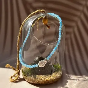 Luna by Cinthia García Aquamarine and Pearl Short Necklace for Women perfect gift for a Special one