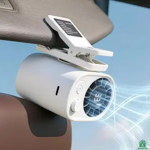 Car clip-on small fan with LED display, adjustable multi-speed speed, USB charging cooling fan 1800mAh battery, 360° multi-angle rotation
