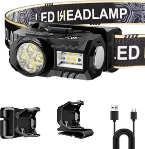 LED Headlamp Rechargeable with Motion Sensor - Super Bright  Lamp with 6 Modes for Camping & Hiking Gear Essentials, IPX4  Headlight Flashlight with Red Light, USB  Included(Black)
