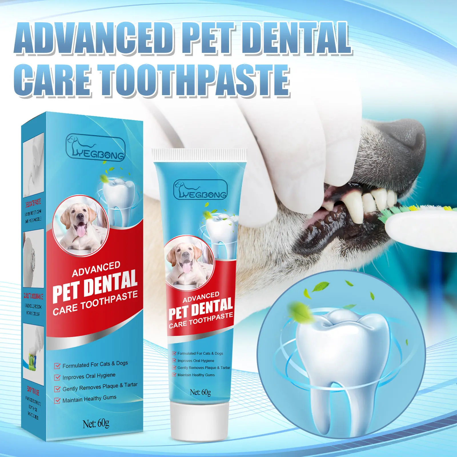 Dog Dental Care Toothpaste | All-Natural Plaque Fighter | Teeth Whitening + Fresh Breath Formula | Vet-Approved Puppy Oral Hygiene (100% Pet-Safe)