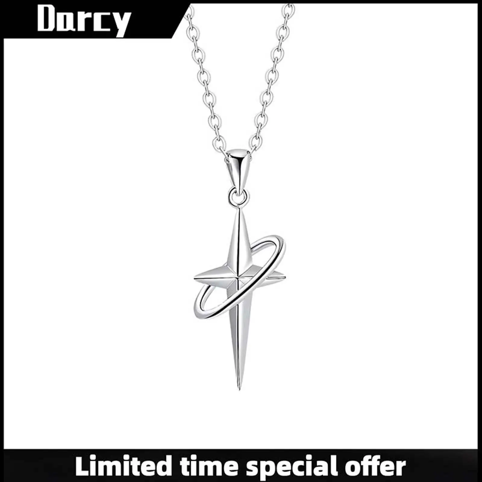 Retro Hip-Hop Starburst Cross Pendant Necklace, Trendy Punk Niche Jewelry for Couples, Artificial Gemstone Accessory for Daily Wear, Retro Look