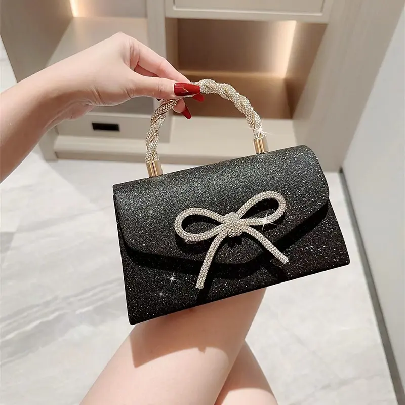 Women Evening Handbag Shiny Crystal Bow Flap Clutch Purse for Women Wedding Party Prom Purse country crock bag Women Evening Handbag Shiny Crystal Bow Flap Clutch Purse for Women Wedding Party Prom Purse country crock bag Wedding season Bling