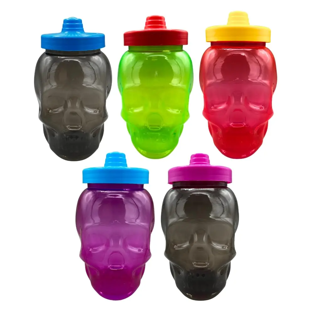 La Tiendita Essential 5-pack Plastic Skull Jar -Assorted Colors- 33.8 fl oz