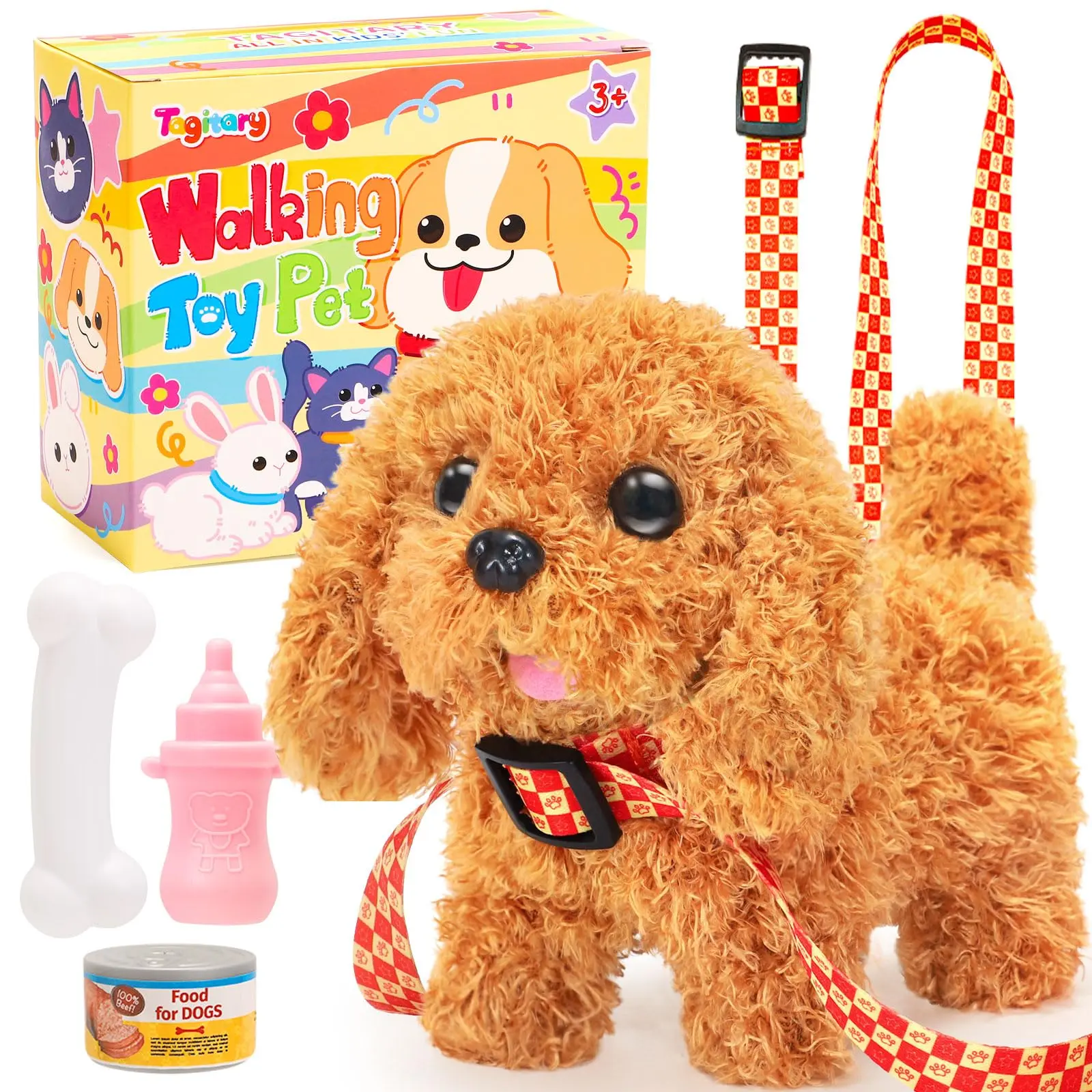 Plush Toys Puppy Electronic Toy Dogs That Walk and Bark,Tail Wagging Fake Dog Interactive Dog Toy for Kids with Leash,Easter Valentines Day Christmas Birthday Gift Springtok summerwins