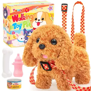 Plush Toys Puppy Electronic Toy Dogs That Walk and Bark,Tail Wagging Fake Dog Interactive Dog Toy for Kids with Leash,Easter Valentines Day Christmas Birthday Gift Springtok summerwins