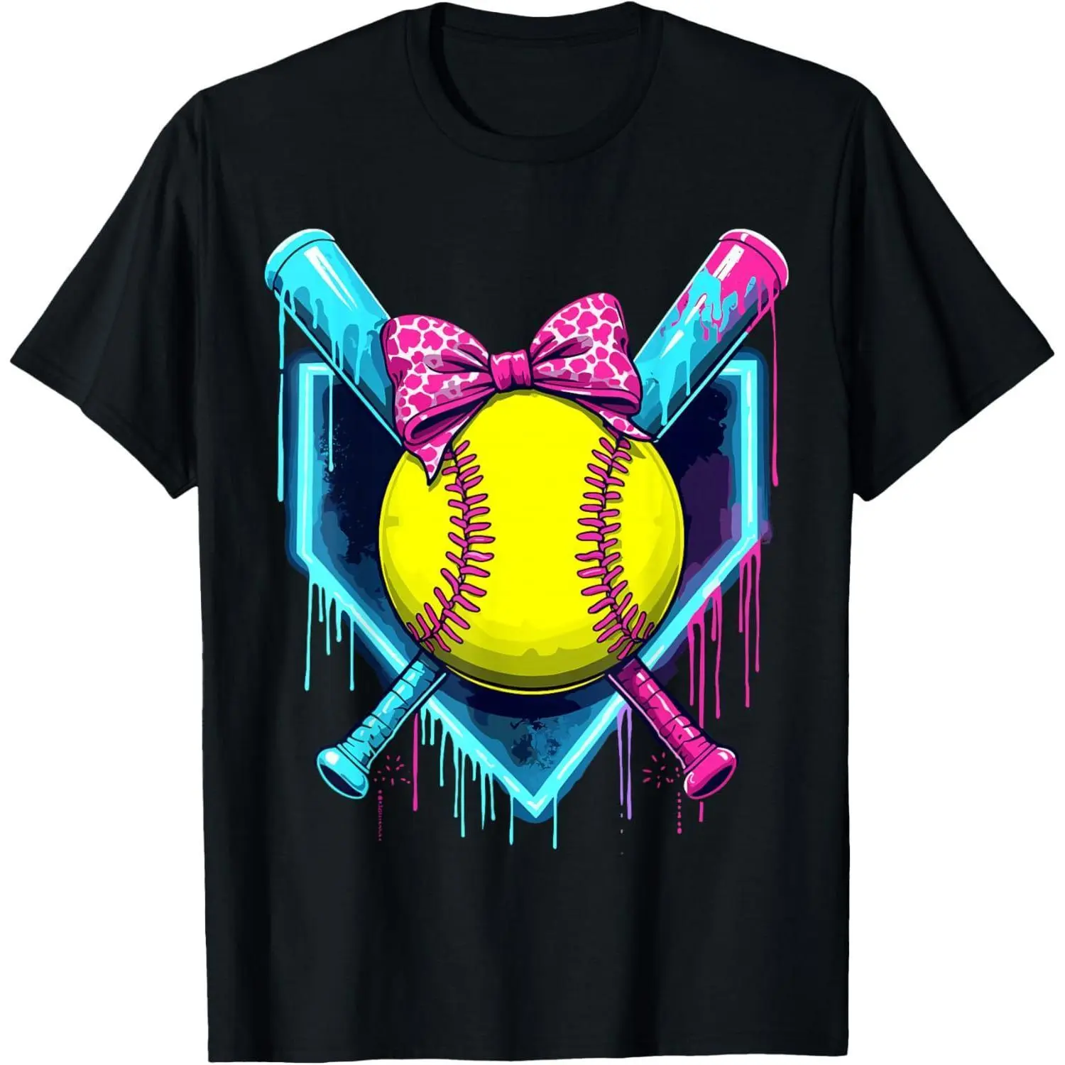 Men's Regular Fit Ice Cream Softball Print Top, Breathable Moisture-Absorbing Fashion Apparel for Daily Wear & Sports, Fabric, Moisture Absorb, Softball Theme, Tops, T-Shirt, Menswear, Sleeve