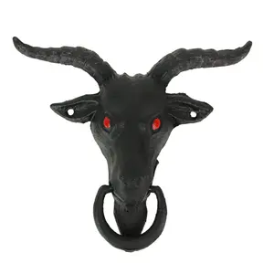 6.5in Black Baphomet Door Knocker - Cast Iron for Gothic Entry Vibes