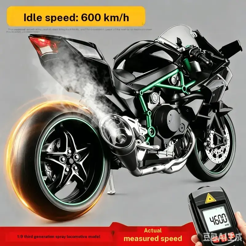 Large Scale Dynamic Motorcycle Model, Alloy Motorbike Replica with Exhaust Simulation, Start Function, Ideal Gift for Collectors