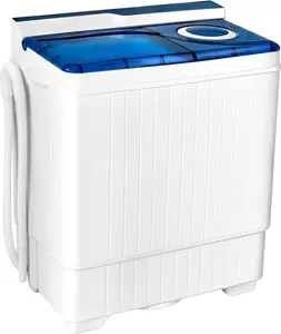 Costway Portable Washing Machine, Twin Tub 26 Lbs Capacity, 18 Lbs Washer and 8 Lbs Spinner, Compact Washer with Control Knobs, Timer Function, Drain Pump, Laundry washer for Apartment RV
