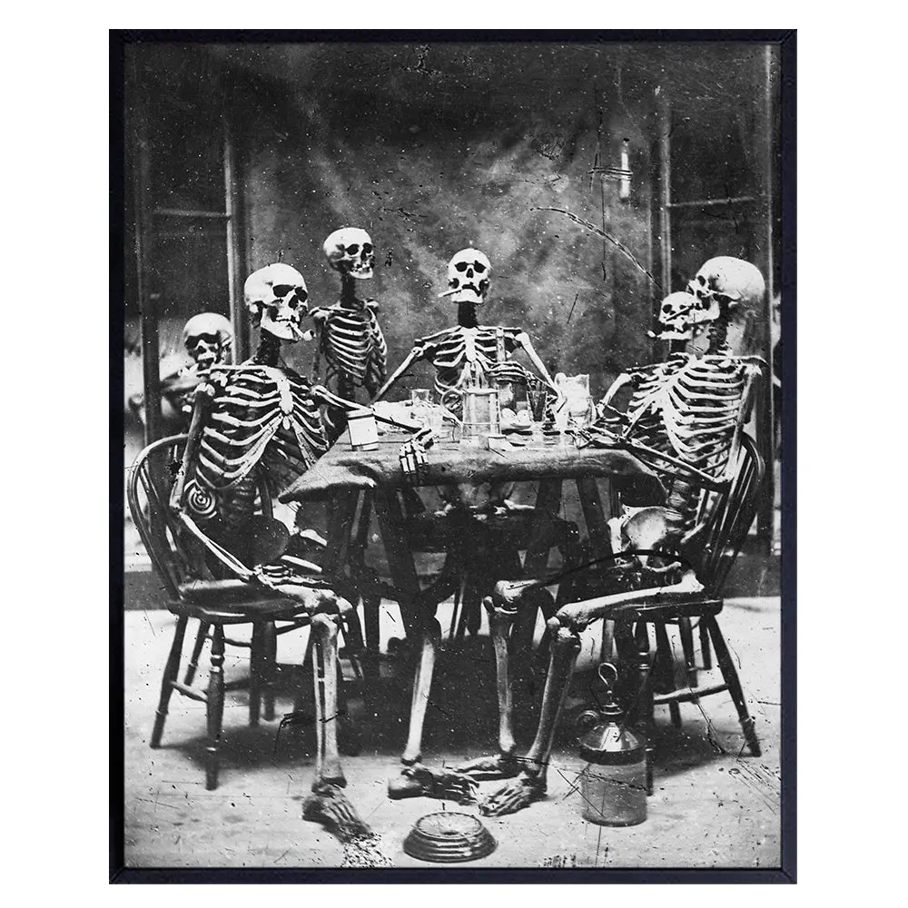 Vintage Skeleton Wall Art LARGE 11x14 - Gothic Home Decor - Pagan Gifts - Creepy Scary Picture - Halloween Decoration - Occult Supplies - Skeleton Decor - Horror Skeleton Wall Decor - Funny Photo