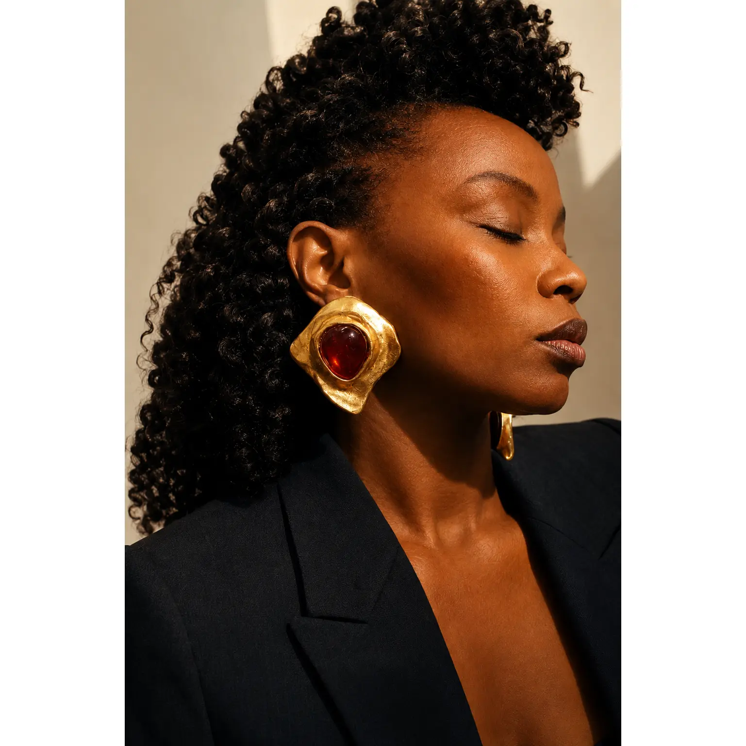 Gemstone Gold (red) Statement earrings
