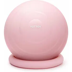 Exercise Ball Chair with Base, Yoga Ball Chair for Home Office Desk, Stability & Fitness Ball Seat with Pump, Pink, 23-26inches(58-65cm)